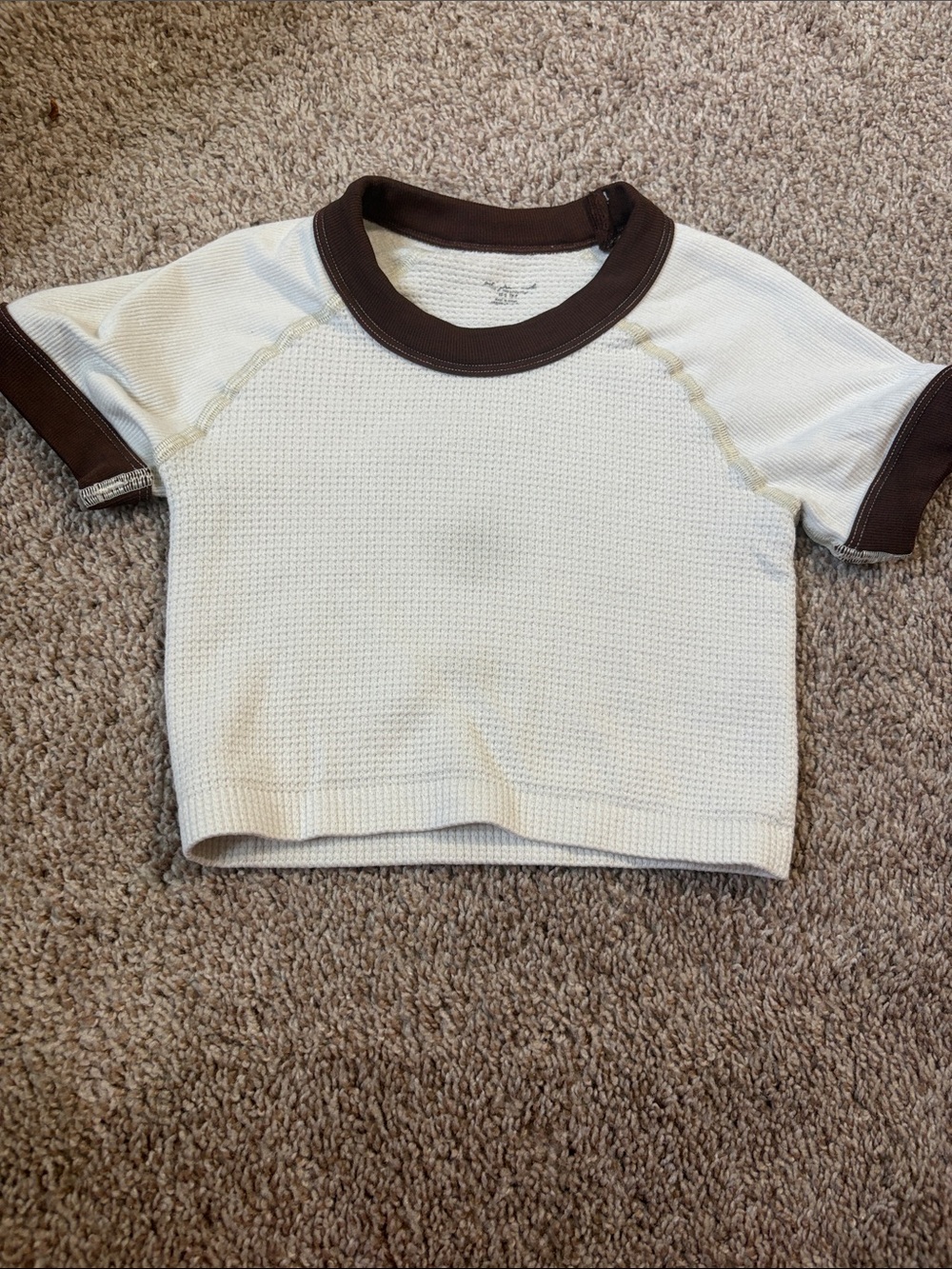 Brown and White Crop Top: XS/S